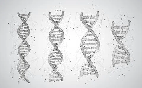 Vector. part of the human dna. 3d triangular abstract style. Stock Illustration