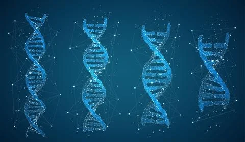 Vector. part of the human dna. 3d triangular abstract style. Stock Illustration