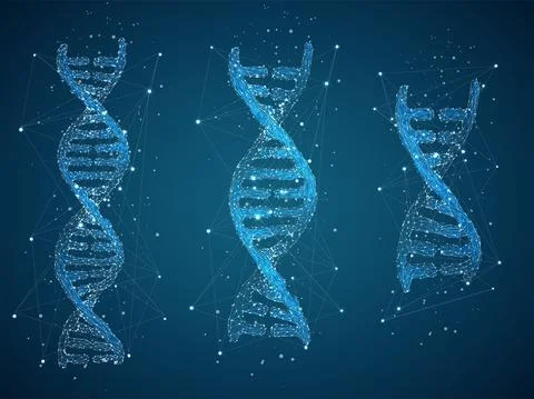 Vector. part of the human dna. 3d triangular abstract style. Illustrazione stock