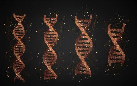 Vector. part of the human dna. 3d triangular abstract style. 스톡 일러스트