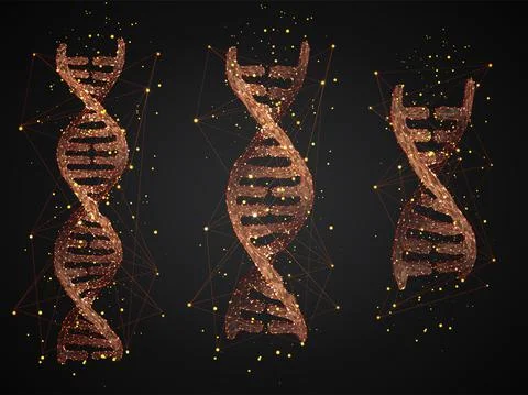 Vector. part of the human dna. 3d triangular abstract style. 스톡 일러스트