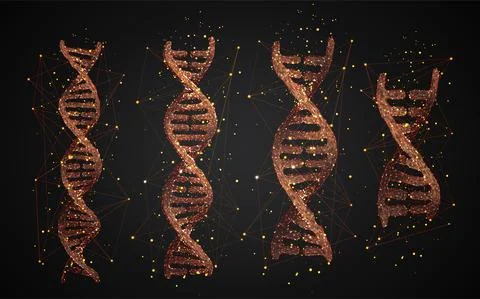 Vector. part of the human dna. 3d triangular abstract style. 스톡 일러스트