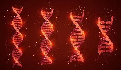 Vector. part of the human dna. 3d triangular abstract style. 스톡 일러스트