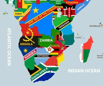 Vector part of world map with region of south african countries mixed with their Stock Illustration
