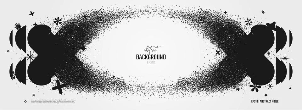 Vector particles with broken graphic elements debris, rounded crosses disso.. Stock Illustration