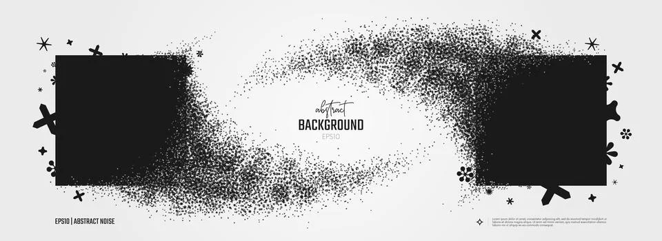 Vector particles with broken graphic elements debris, Square dissolves turn.. Stock Illustration
