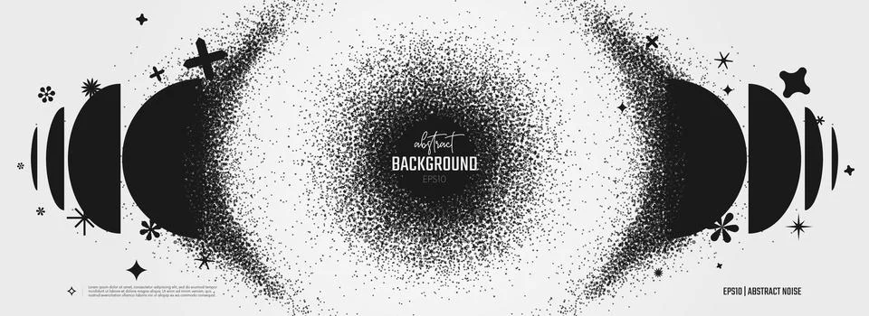 Vector particles with broken graphic elements debris, hemisphere dissolves .. Stock Illustration