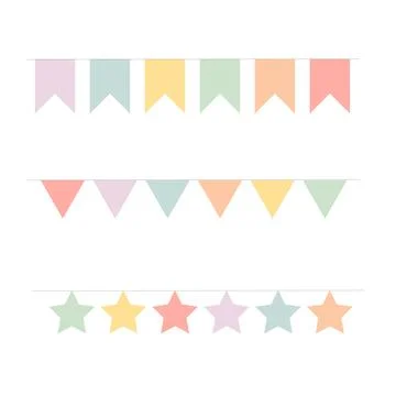 Vector party flags in pastel palette Stock Illustration