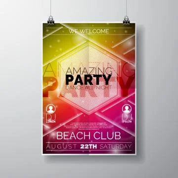 Vector Party Flyer poster template on Summer Beach theme Stock Illustration