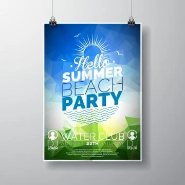 Vector Party Flyer poster template on Summer Beach theme Stock Illustration