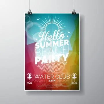 Vector Party Flyer poster template on Summer Beach theme Illustrazione stock