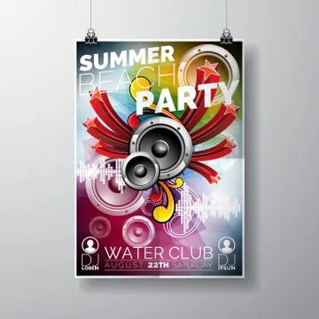 Vector Party Flyer poster template on Summer Beach theme Stock Illustration