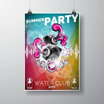 Vector Party Flyer poster template on Summer Beach theme Stock Illustration
