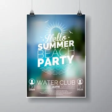Vector Party Flyer poster template on Summer Beach theme Stock Illustration