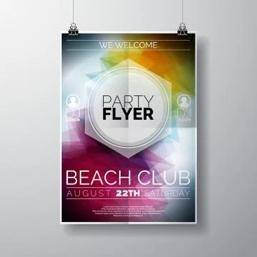 Vector Party Flyer poster template on Summer Beach theme Illustrazione stock