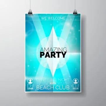 Vector Party Flyer poster template on Summer Beach theme Illustrazione stock