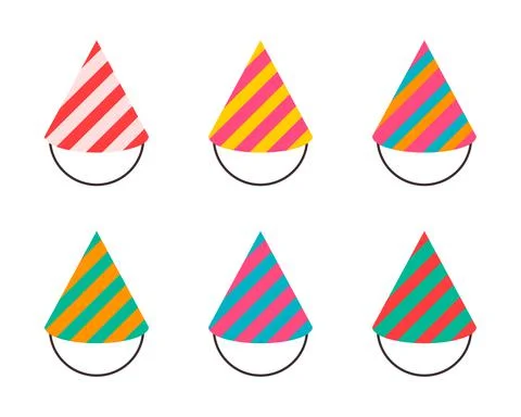 Vector party hat Christmas hat on white background, set Stock Illustration