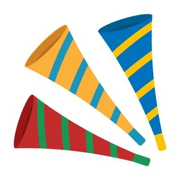 Vector party horn design in various colors isolated on a white background 스톡 일러스트