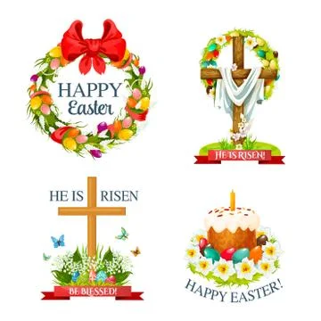 Vector paschal Easter isolated icons set Stock Illustration