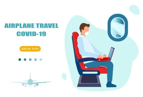 Vector of a passenger wearing face mask traveling by plane during covid-19 pa Stock Illustration