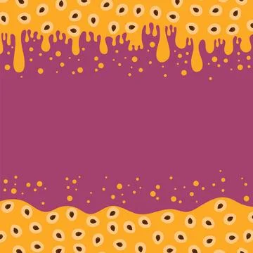 Vector Passion Fruit Pattern with Brown Seeds on Orange Background. Tropical  Stock Illustration