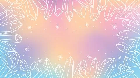 Vector pastel background with white crystal outline. Illustration in the styl Stock Illustration