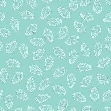 Vector pastel blue conch scattered seashells repeat pattern. Suitable for gif Stock Illustration