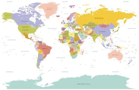 Vector pastel colored World Map Stock Illustration