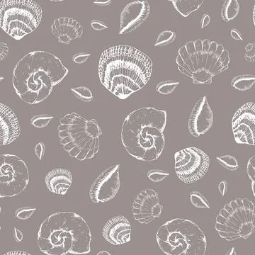 Vector pastel nude seashells background seamless pattern print イラスト素材
