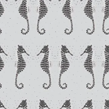 Vector pastel seahorses texture background seamless pattern print Stock Illustration