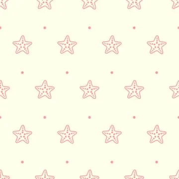Vector pastel seamless pattern with sea starfish 스톡 일러스트