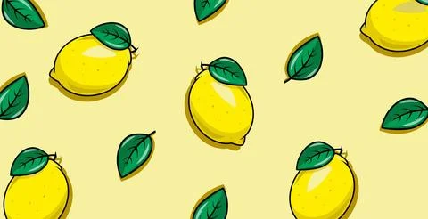 Vector patern of lemon and its leaves. Stock Illustration