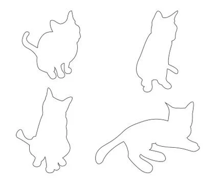 Vector paths of Cats set on the white background Illustrazione stock