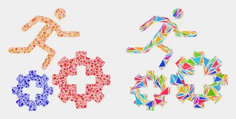 Vector Patient Run Over Gears Mosaic Icon of Triangle Elements Stock Illustration