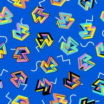 Vector Pattern 80s. Seamless Background. Retro Memphis Style Stock Illustration