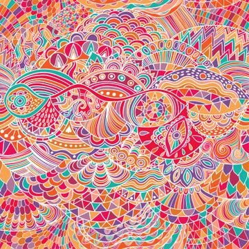 Vector pattern abstract background with colorful ornament. Hand draw Stock Illustration