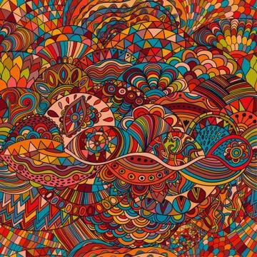 Vector pattern abstract background with colorful ornament. Hand draw 스톡 일러스트