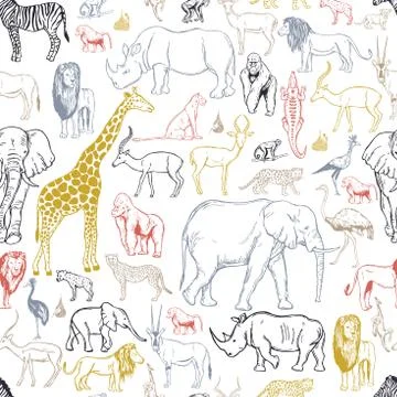 Vector pattern with african animals. Illustrazione stock