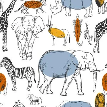 Vector pattern with african animals. Stock Illustration