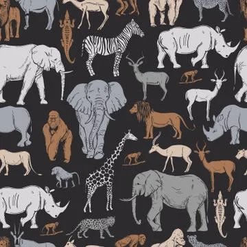 Vector pattern with african animals. Stock Illustration