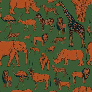 Vector pattern with african animals. Illustrazione stock