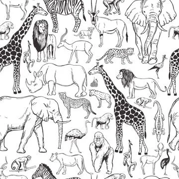 Vector pattern with african animals. Illustrazione stock
