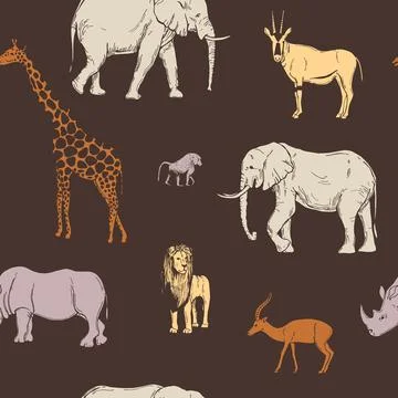 Vector pattern with african animals. Illustrazione stock