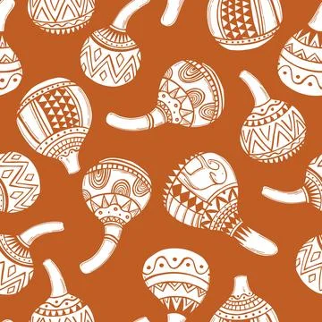 Vector  pattern with  African gourd bottles. Stock Illustration