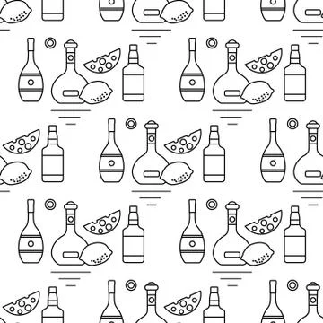 Vector pattern Alcohol drink Bottle Bar Shop Store Stock Illustration