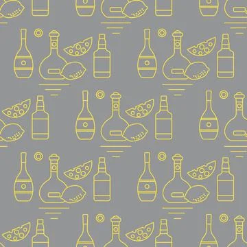 Vector pattern Alcohol drink Bottle Bar Shop Store 库存插图