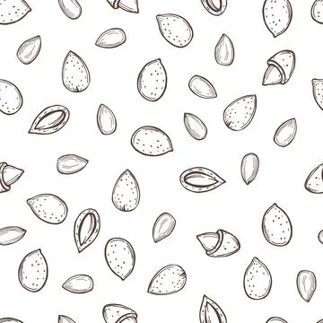Vector   pattern with almond. Stock Illustration
