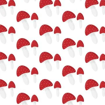 Vector pattern with amanita in flat style Stock Illustration