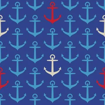 Vector pattern with anchor in retro style. Vector vintage seamless pattern .. Stock Illustration