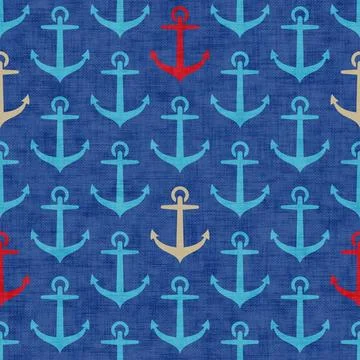 Vector pattern with anchor in retro style. Vector vintage seamless pattern .. Stock Illustration